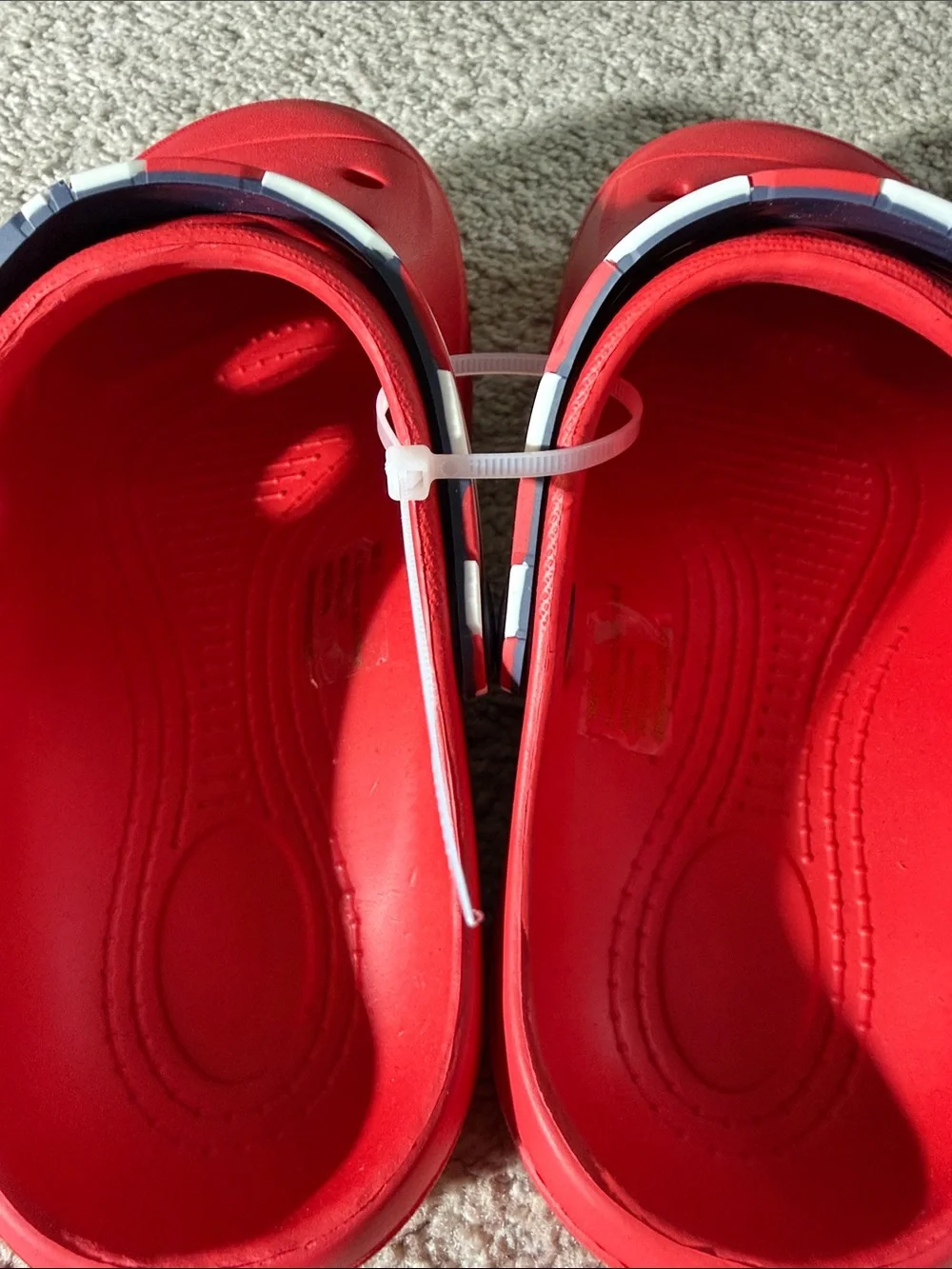 Kids Red Slip-Ons with American Flag Strap